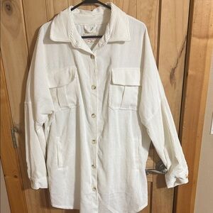 Ashley 26 International White Corduroy Button-Up Jacket